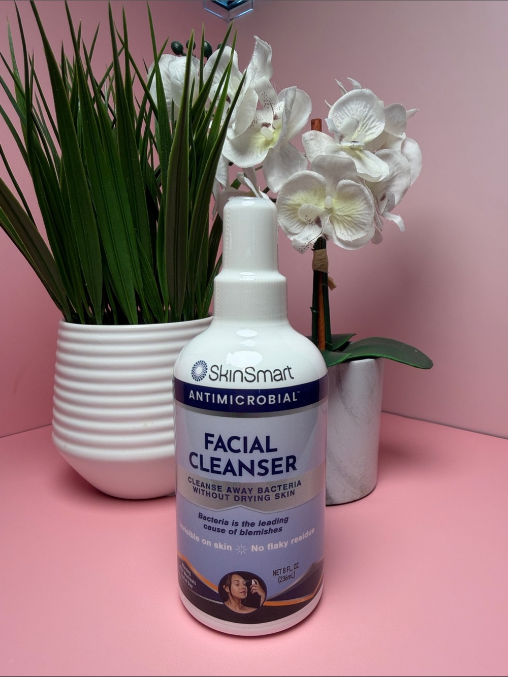 Antimicrobial Facial Cleanser — White Bottle